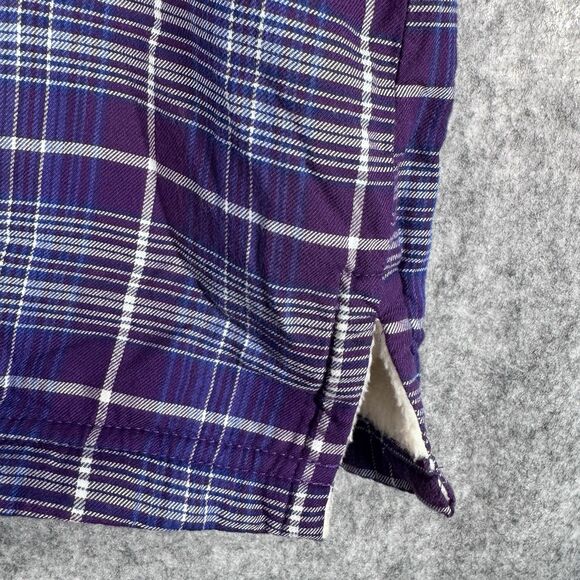 LL Bean Flannel Shirt Womens XL Purple Fleece Lined Long Sleeve Shacket - Picture 6 of 12
